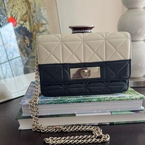 Kate Spade Black and Cream Quilted Clutch